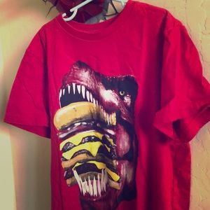 Cheeseburger eating Dino tee